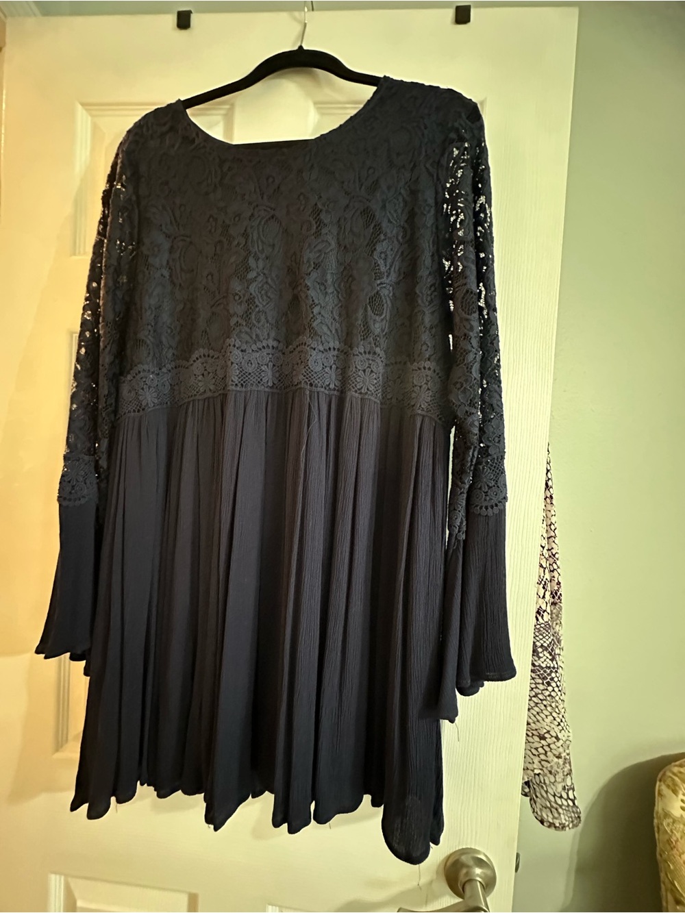 Navy Lace Long Sleeve bell sleeve dress